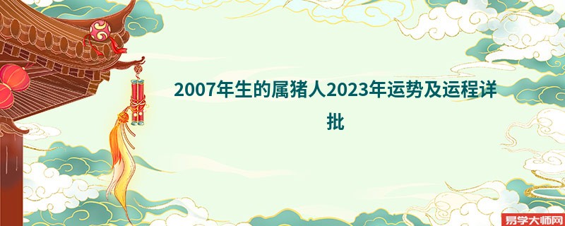 2007年生的属猪人2023年运势及运程详批